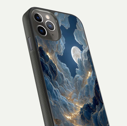 Celestial Cloud Road Glass Case for iPhone 11 Pro Max side-angle image showing soft pastel tones and edge clarity