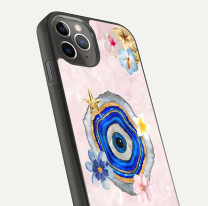 Divine Aura Bloom Glass Case for iPhone 11 Pro Max side-angle photo capturing reflection glow and premium polish