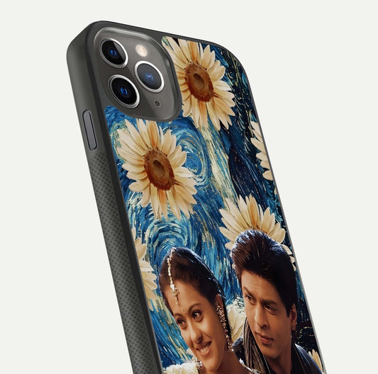 Eternal Love Story Glass Case for iPhone 11 Pro Max side-angle photo showing curved edges and polished surface