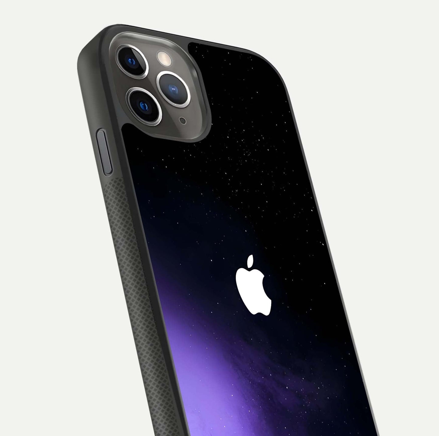 Galaxy Apple Aura Glass Case for iPhone 11 Pro Max side-angle image showing glossy surface and soft reflection hues