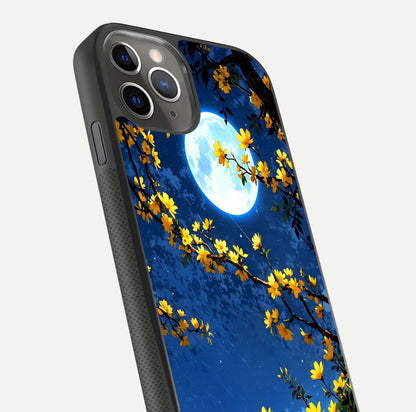 Golden Night Glow Glass Case for iPhone 11 Pro Max side-angle image showing reflection clarity and elegant golden tone