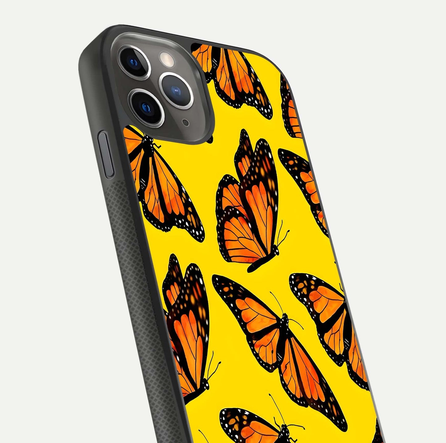 Golden Wing Flight Glass Case for iPhone 11 Pro Max side-angle image showing polished surface and golden gradient