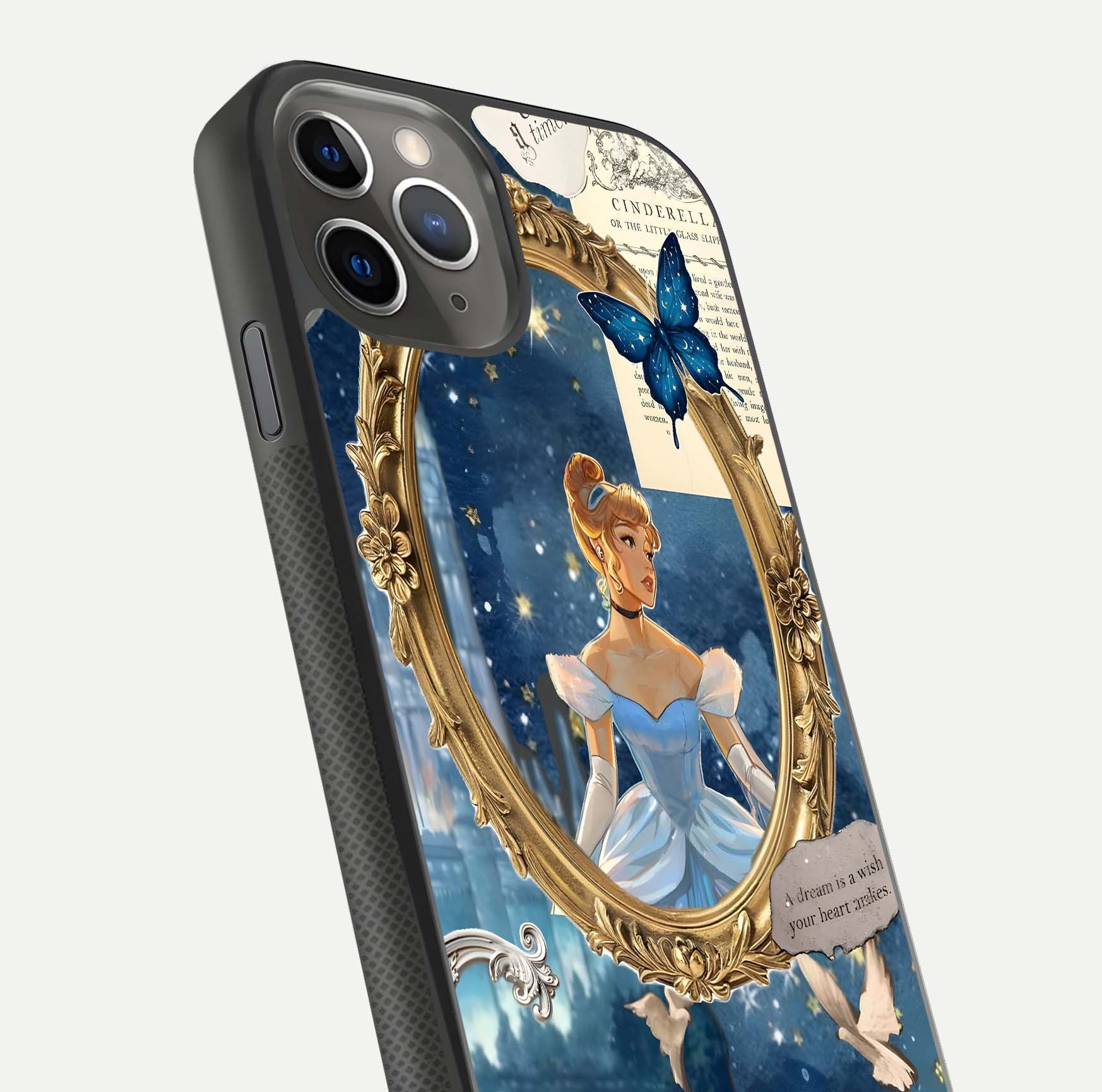 Midnight Queen Glass Case for iPhone 11 Pro Max side-angle image showing reflection brightness and elegant tone