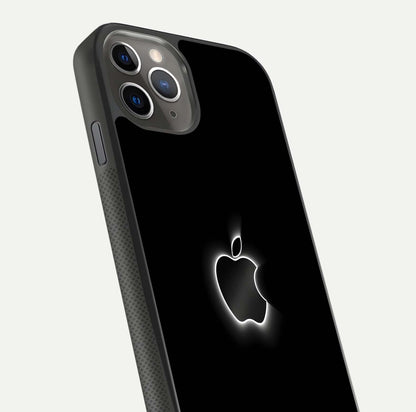 Neon Apple Glow Glass Case for iPhone 11 Pro Max side-angle image showing light reflection and glow effect