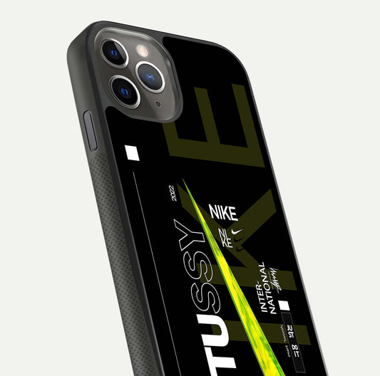 Neon Street Edition Glass Case for iPhone 11 Pro Max side-angle image showing reflection depth and modern tones