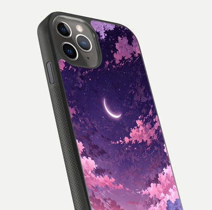 Sky Drift Clouds Glass Case for iPhone 11 Pro Max side-angle image showing reflection, blue tones, and soft gradient