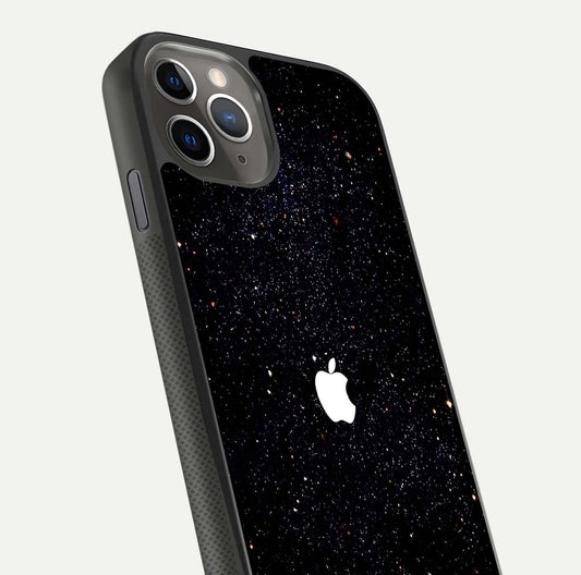 Starry Apple Galaxy Glass Case for iPhone 11 Pro Max side-angle image showing gloss and star pattern detail