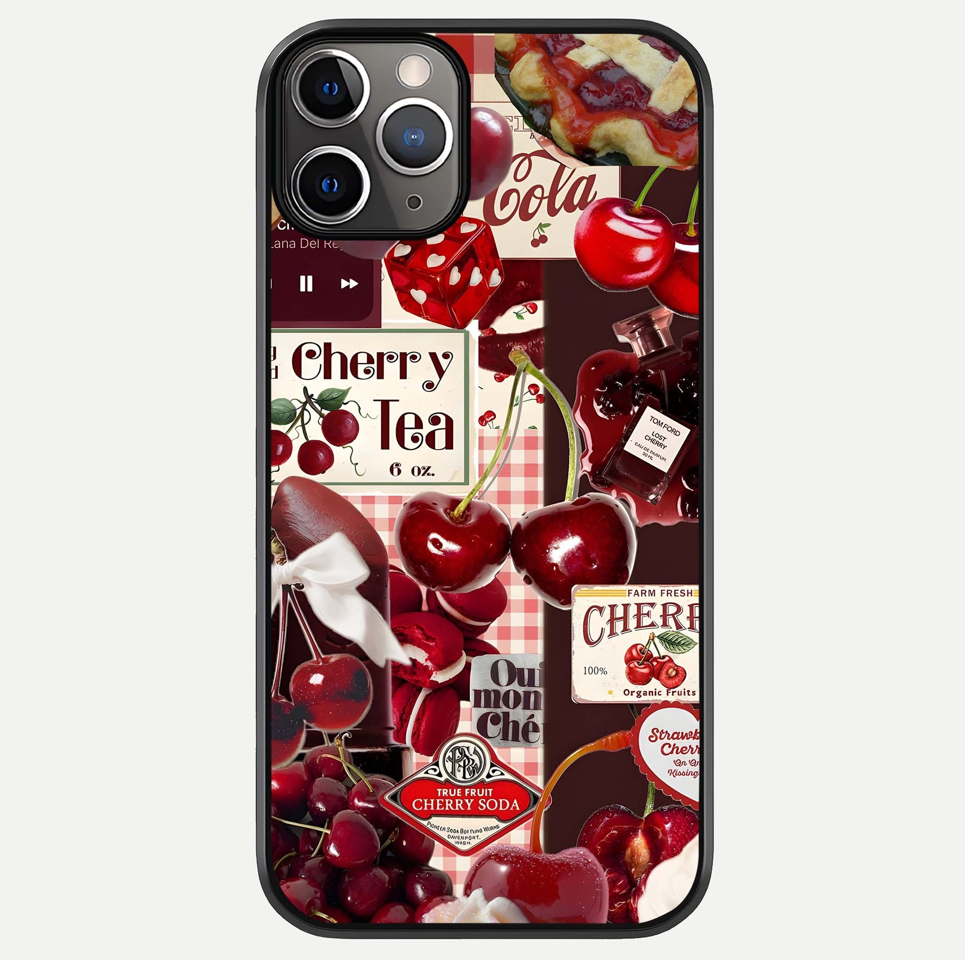 Aesthetic Cherry Tea Glass Case For iPhone 16 Pro by Custom World