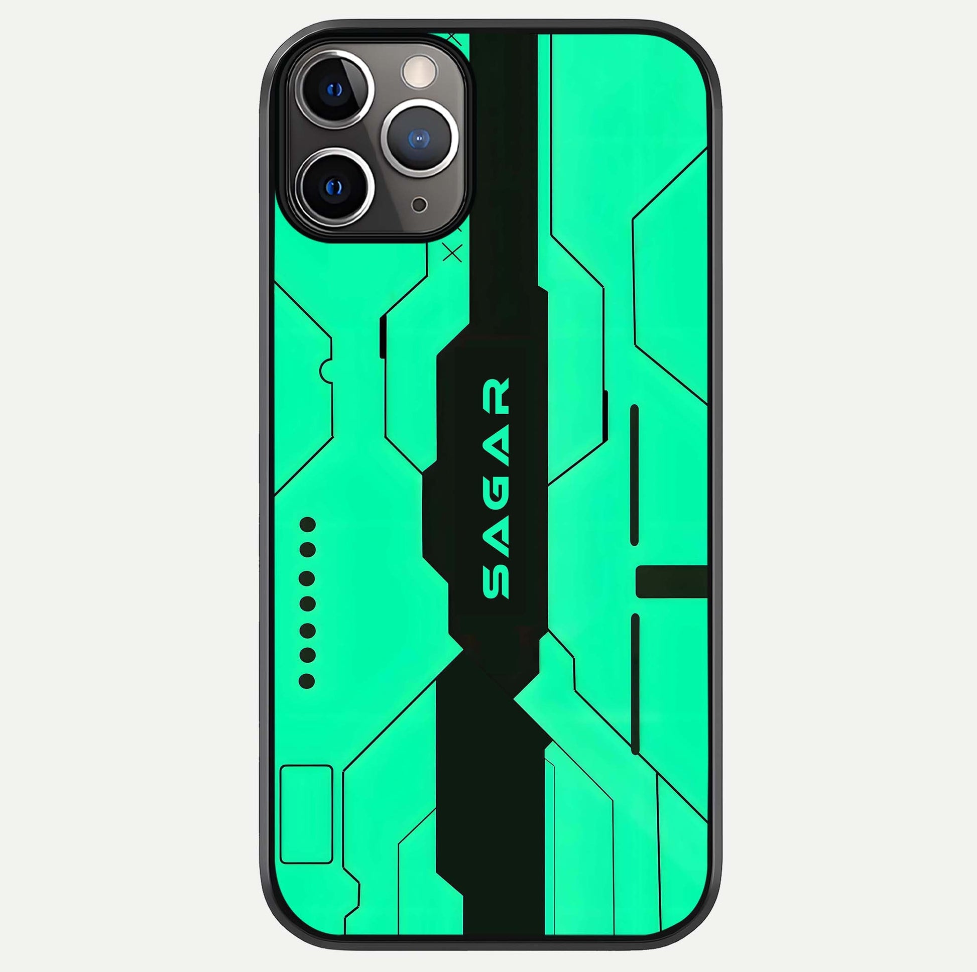 Aqua Tech CYBERPUNK Custom Name Glass Case For iPhone 16 Pro by Custom World