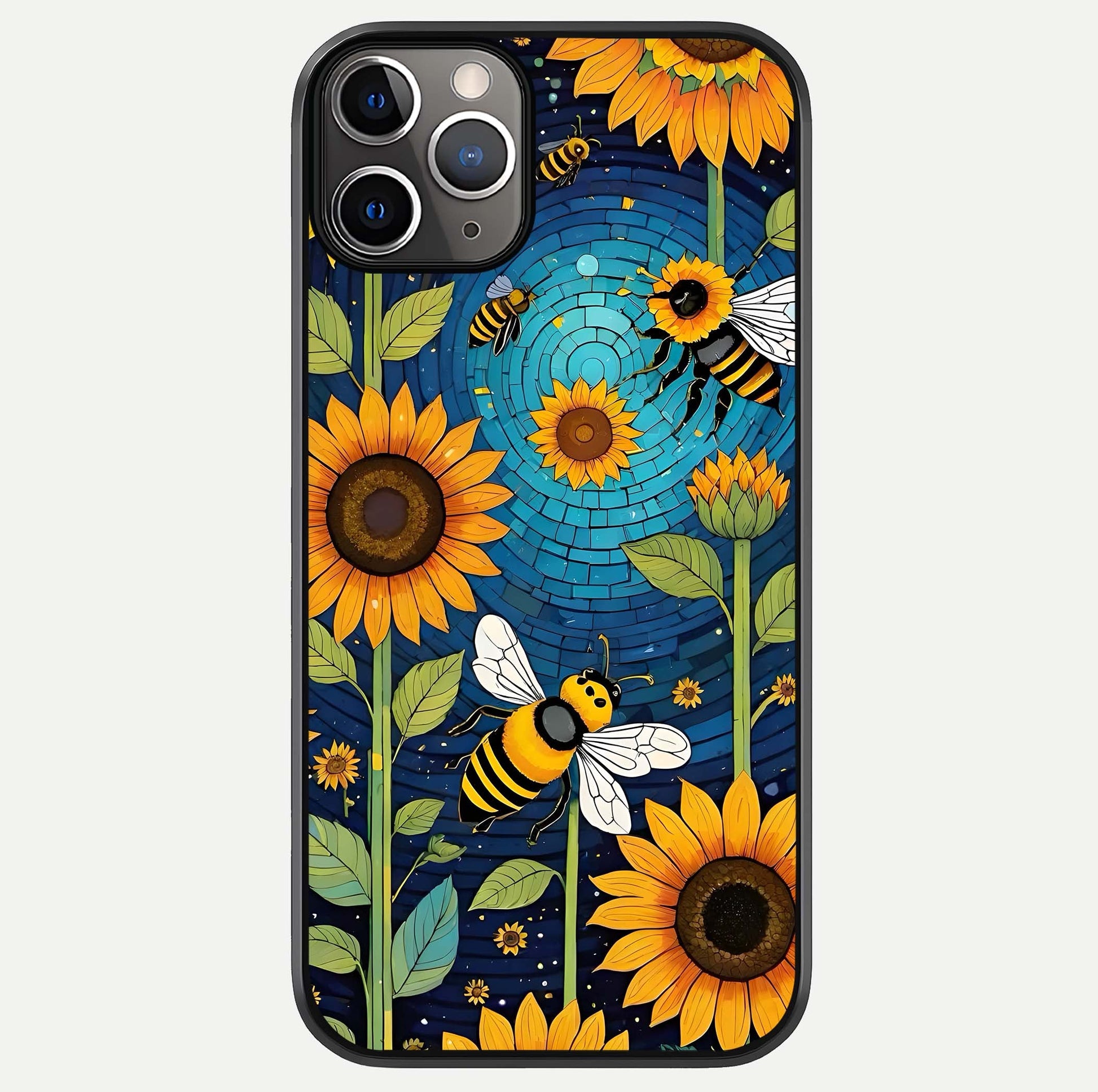 Bees & Sunflowers Glass Case For iPhone 11 Pro Max by Custom World