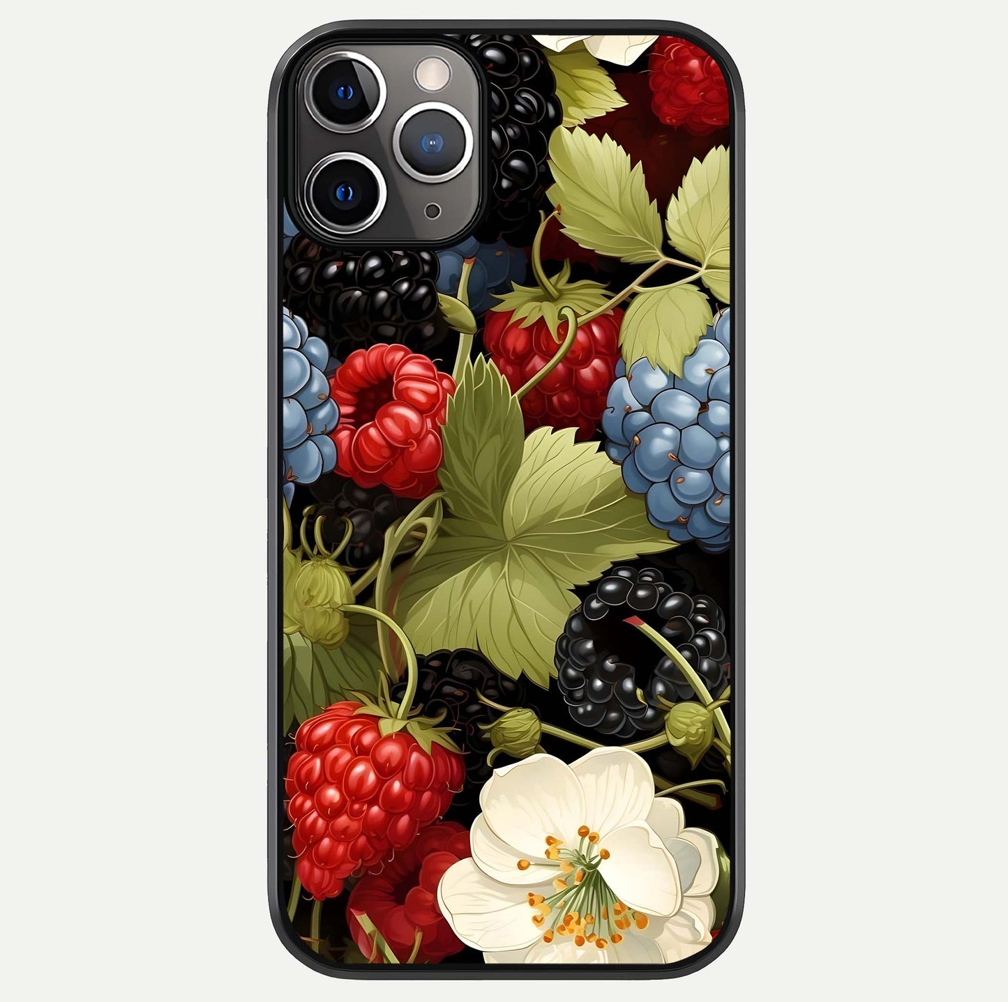Berry Bloom Charm Glass Case For iPhone 11 Pro Max by Custom World