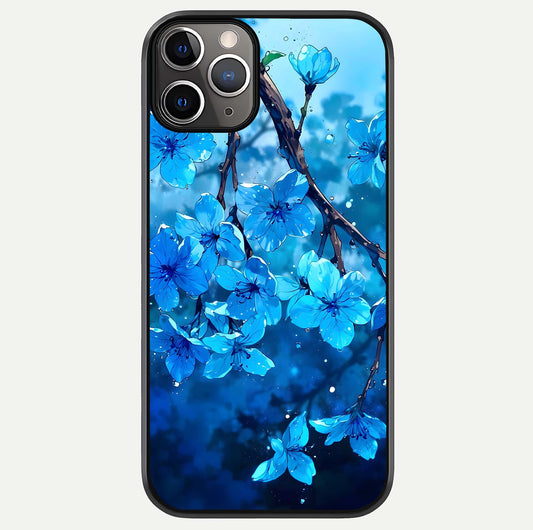 Blue Blossoms Branch Glass Case For iPhone 11 Pro Max by Custom World