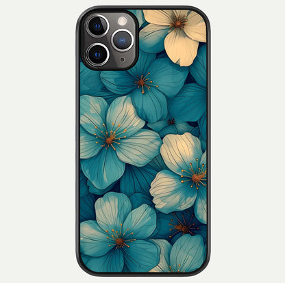 Blue Shade Floral Glass Case For iPhone 11 Pro Max by Custom World