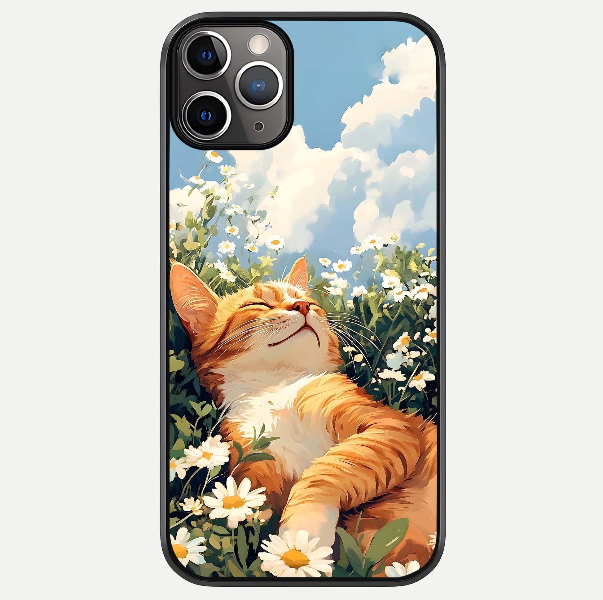 Cat & Flowers View Glass Case For iPhone 11 Pro Max by Custom World