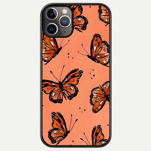 Coral Wing Butterfly Glass Case For iPhone 11 Pro Max by Custom World