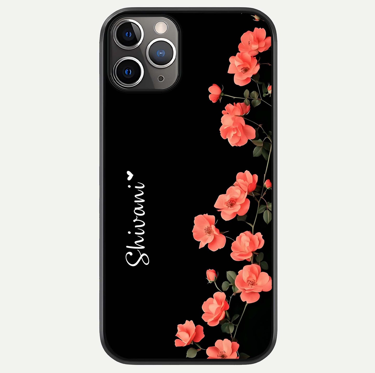 Crimson Bloom Grace Custom Name Glass Case For iPhone 11 Pro Max by Custom World