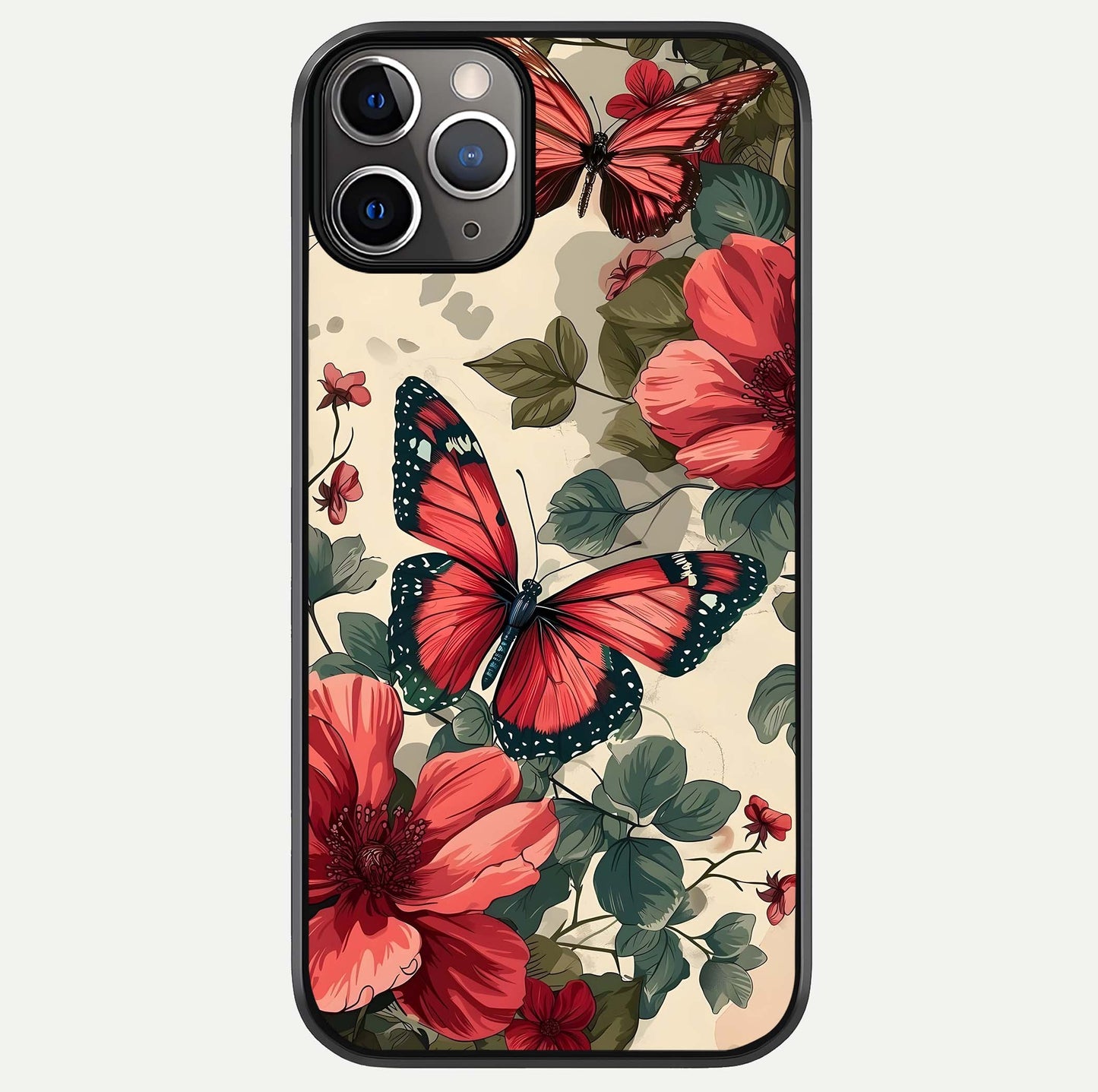 Crimson Butterfly Garden Glass Case For iPhone 11 Pro Max by Custom World