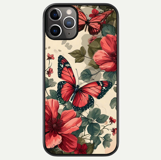 Crimson Butterfly Garden Glass Case For iPhone 11 Pro Max by Custom World