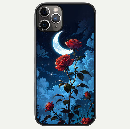 Crimson Rose Moon Glass Case For iPhone 11 Pro Max by Custom World