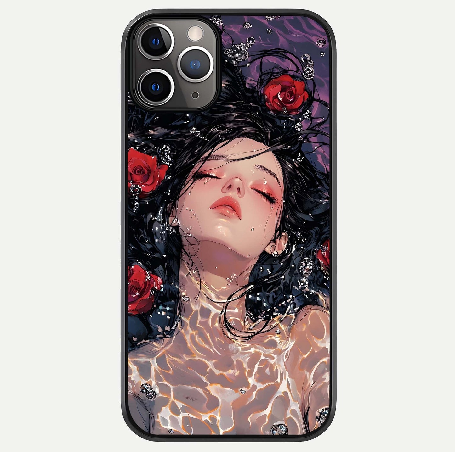 Crimson Rose Serenity Glass Case For iPhone 11 Pro Max by Custom World