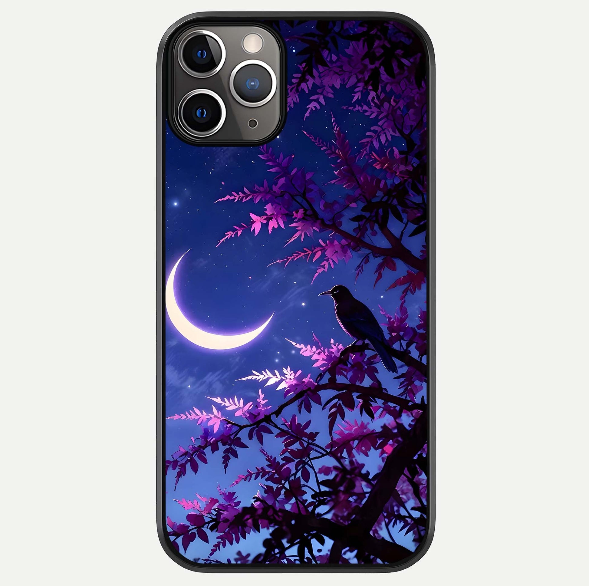 Crow & Moon Scenery Glass Case For iPhone 11 Pro Max by Custom World
