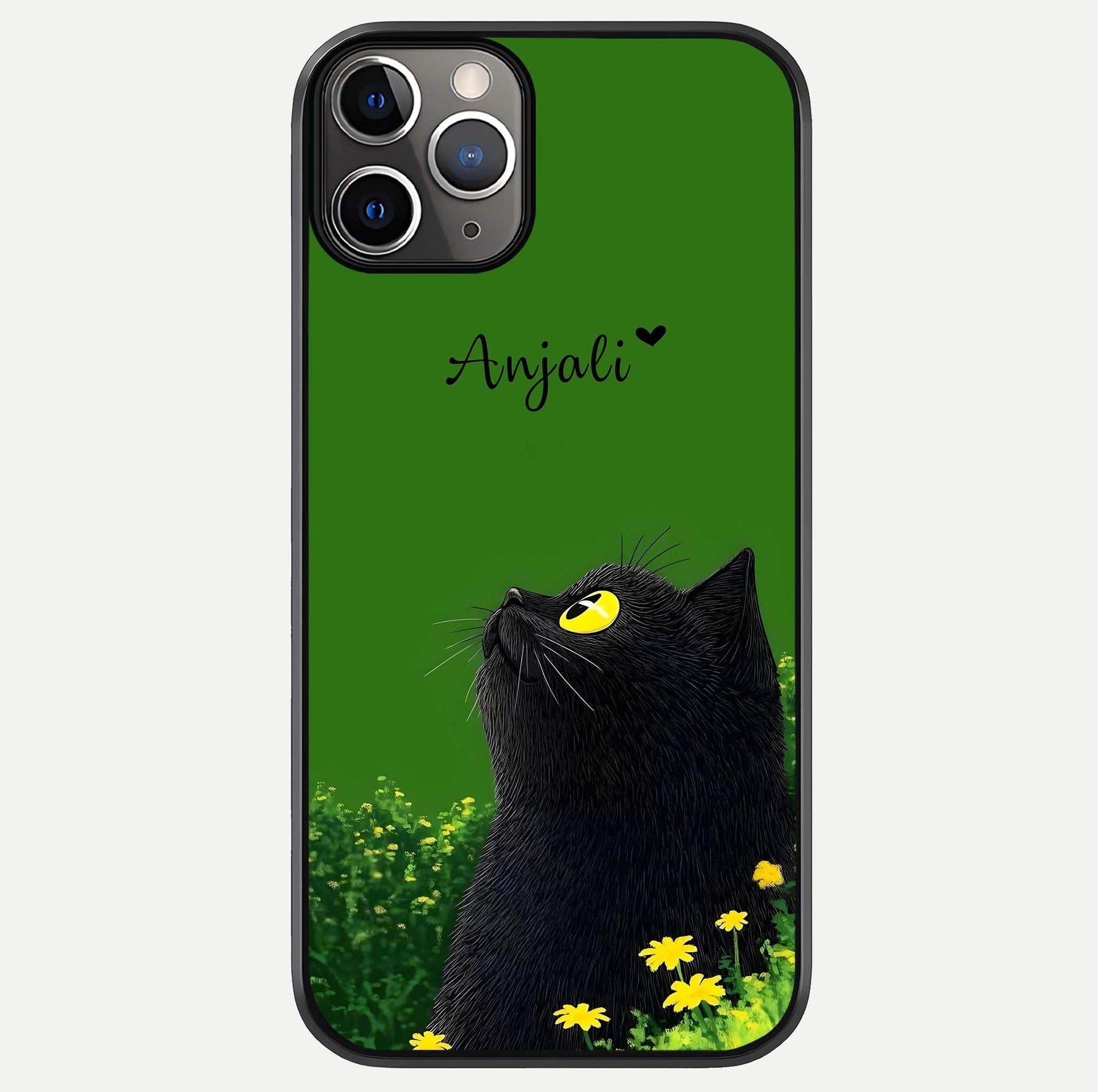 Emerald Cat Custom Name Glass Case For iPhone 11 Pro Max by Custom World