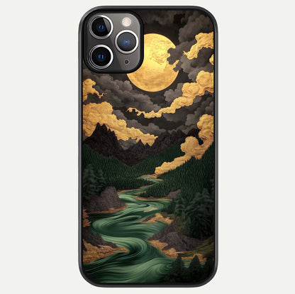 Golden River Moon Glass Case For iPhone 11 Pro Max by Custom World