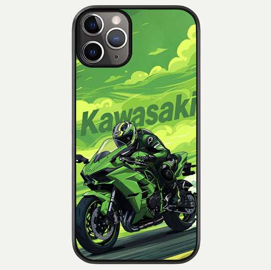 Green Kawasaki Glass Case For iPhone 11 Pro Max by Custom World