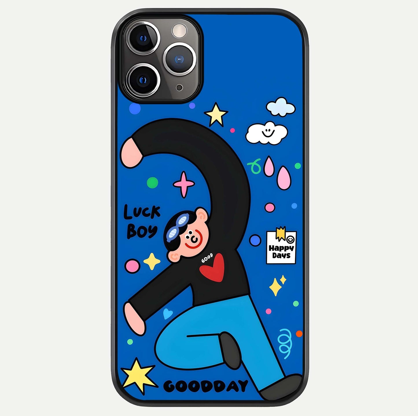 Happy Luck Vibe Glass Case For iPhone 11 Pro Max by Custom World