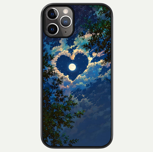Heart With Moon Sky Glass Case For iPhone 11 Pro Max by Custom World