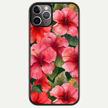 Hibiscus Pattern Glass Case For iPhone 11 Pro Max by Custom World