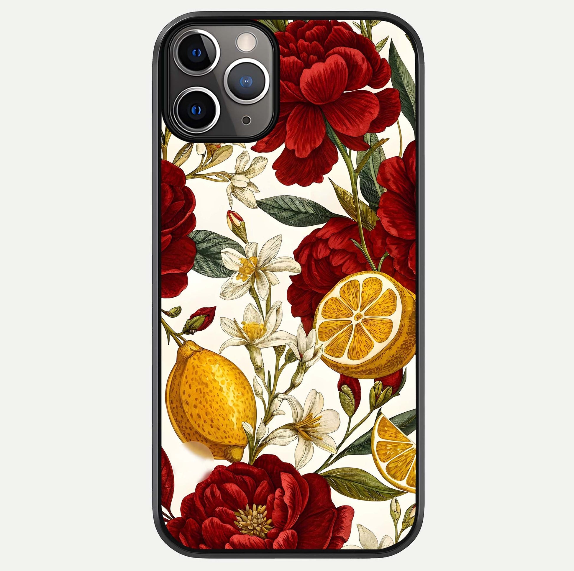 Lemon Rose Charm Glass Case For iPhone 11 Pro Max by Custom World
