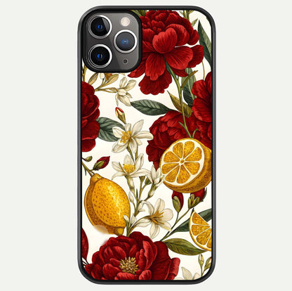 Lemon Rose Charm Glass Case For iPhone 11 Pro Max by Custom World