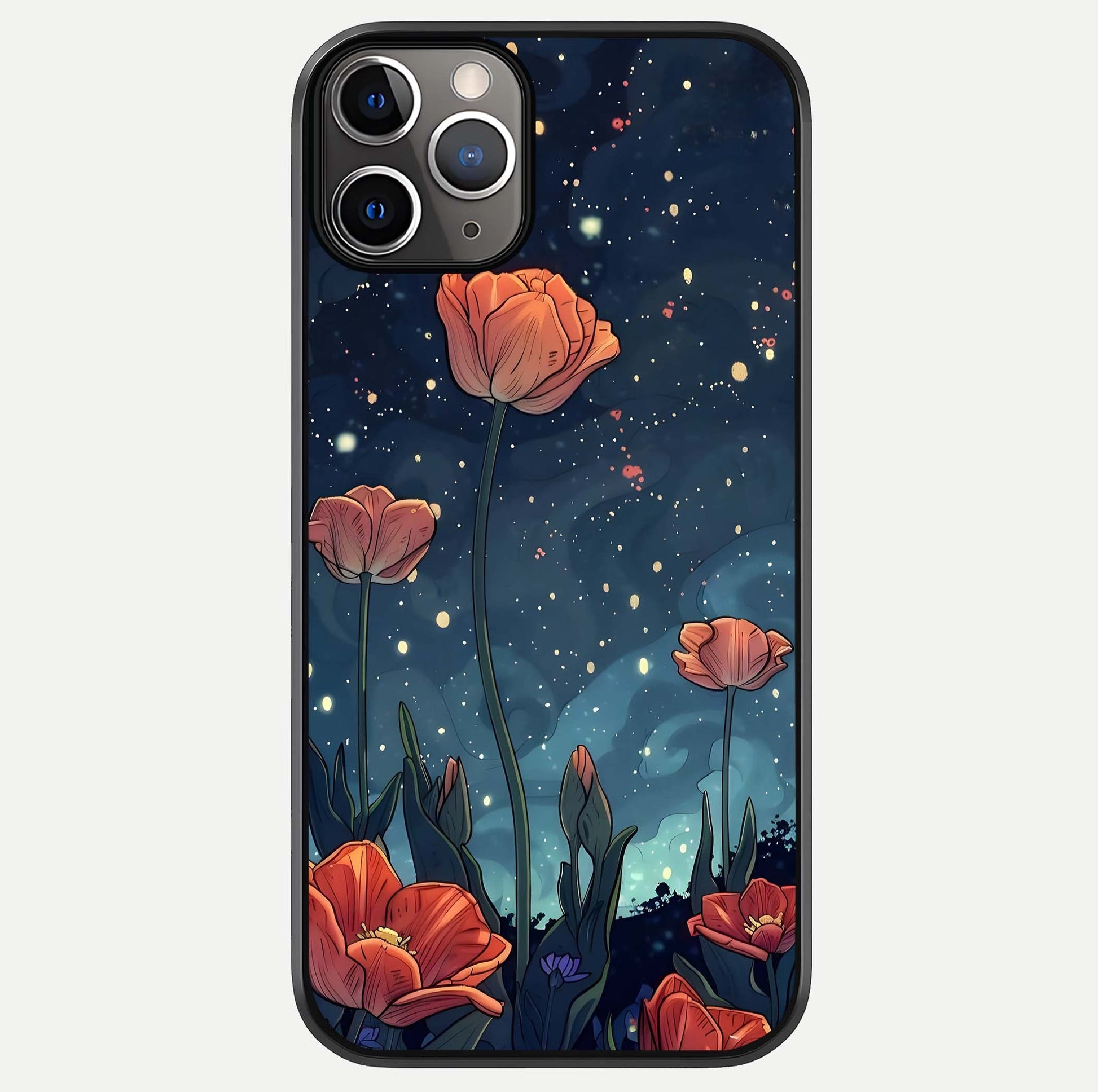 Midnight Tulip Glow Glass Case For iPhone 11 Pro Max by Custom World