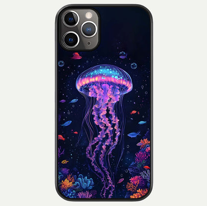 Neon Jellyfish Glass Case For iPhone 11 Pro Max by Custom World