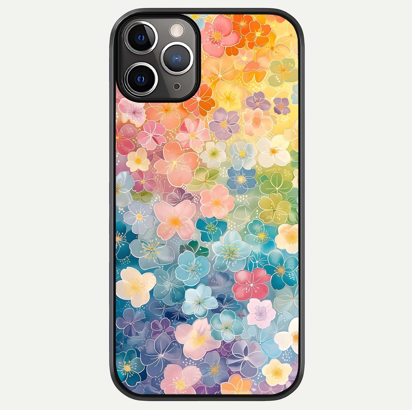 Rainbow Blossom Burst Glass Case For iPhone 11 Pro Max by Custom World
