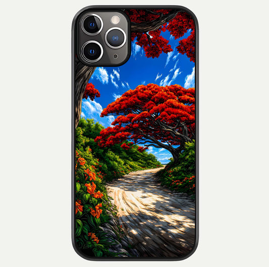 Red Trees Pathway Glass Case For iPhone 11 Pro Max by Custom World