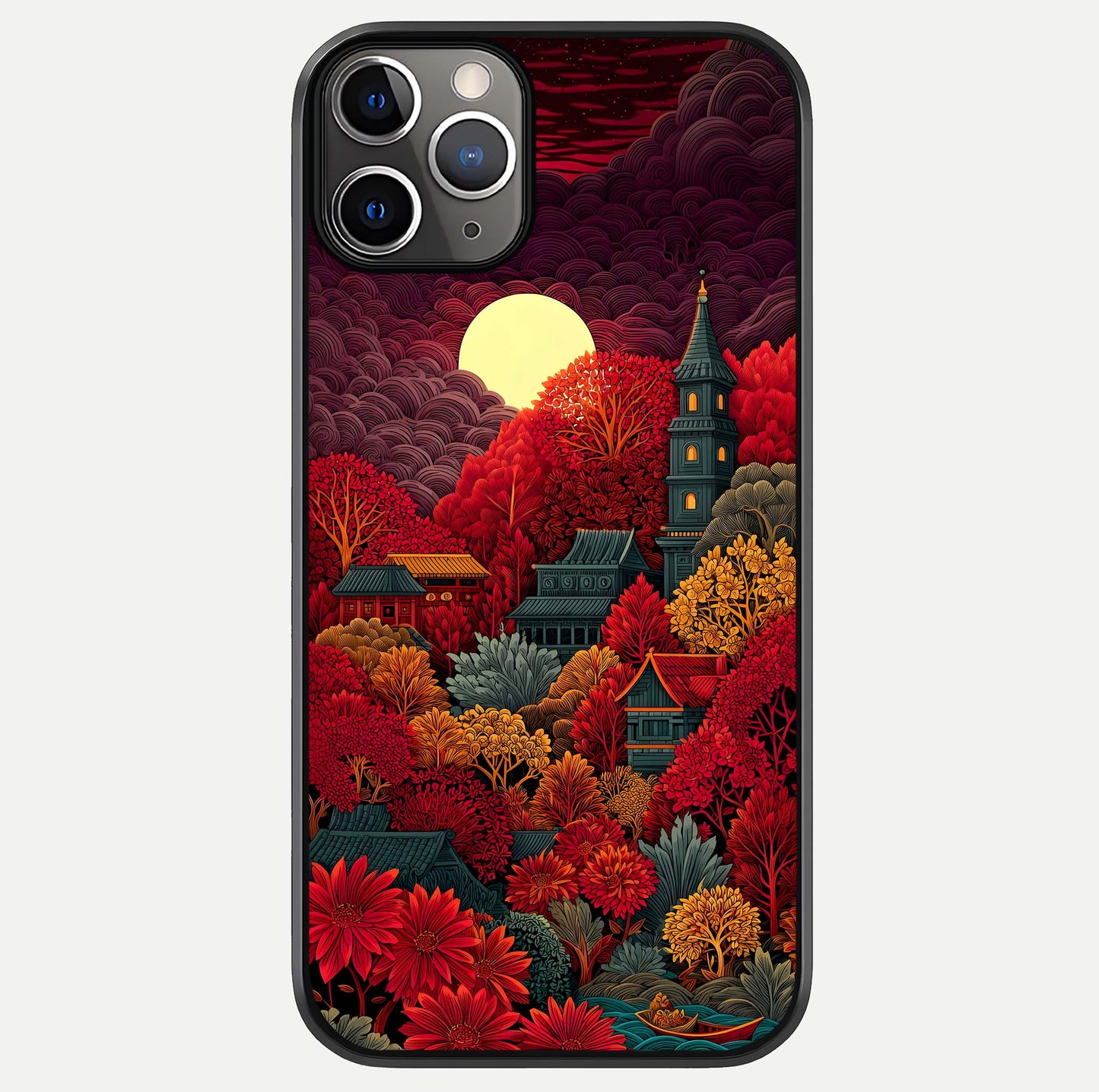 Scarlet Autumn Temple Glass Case For iPhone 11 Pro Max by Custom World