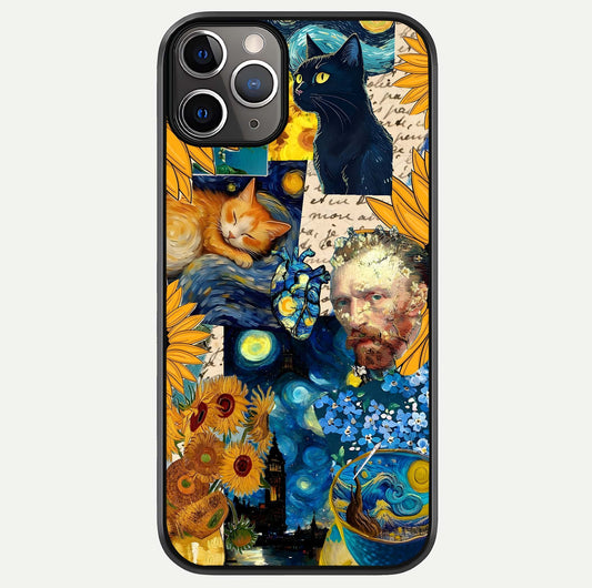 Sunflower Cat Art Glass Case For iPhone 11 Pro Max by Custom World