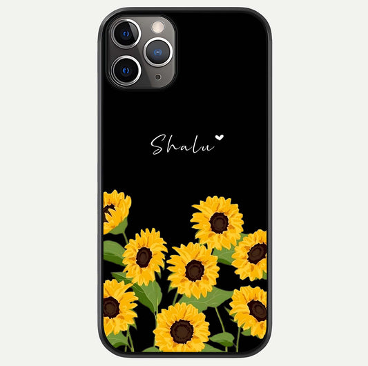 Sunflower Chic Mood Custom Name Glass Case For iPhone 16 Pro by Custom World