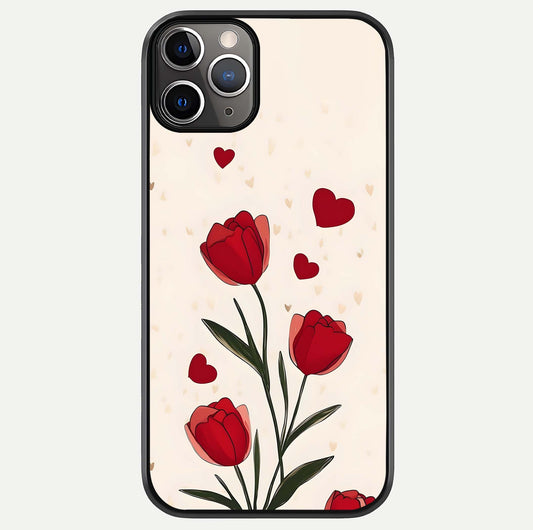 Tulip With Heart Glass Case For iPhone 11 Pro Max by Custom World