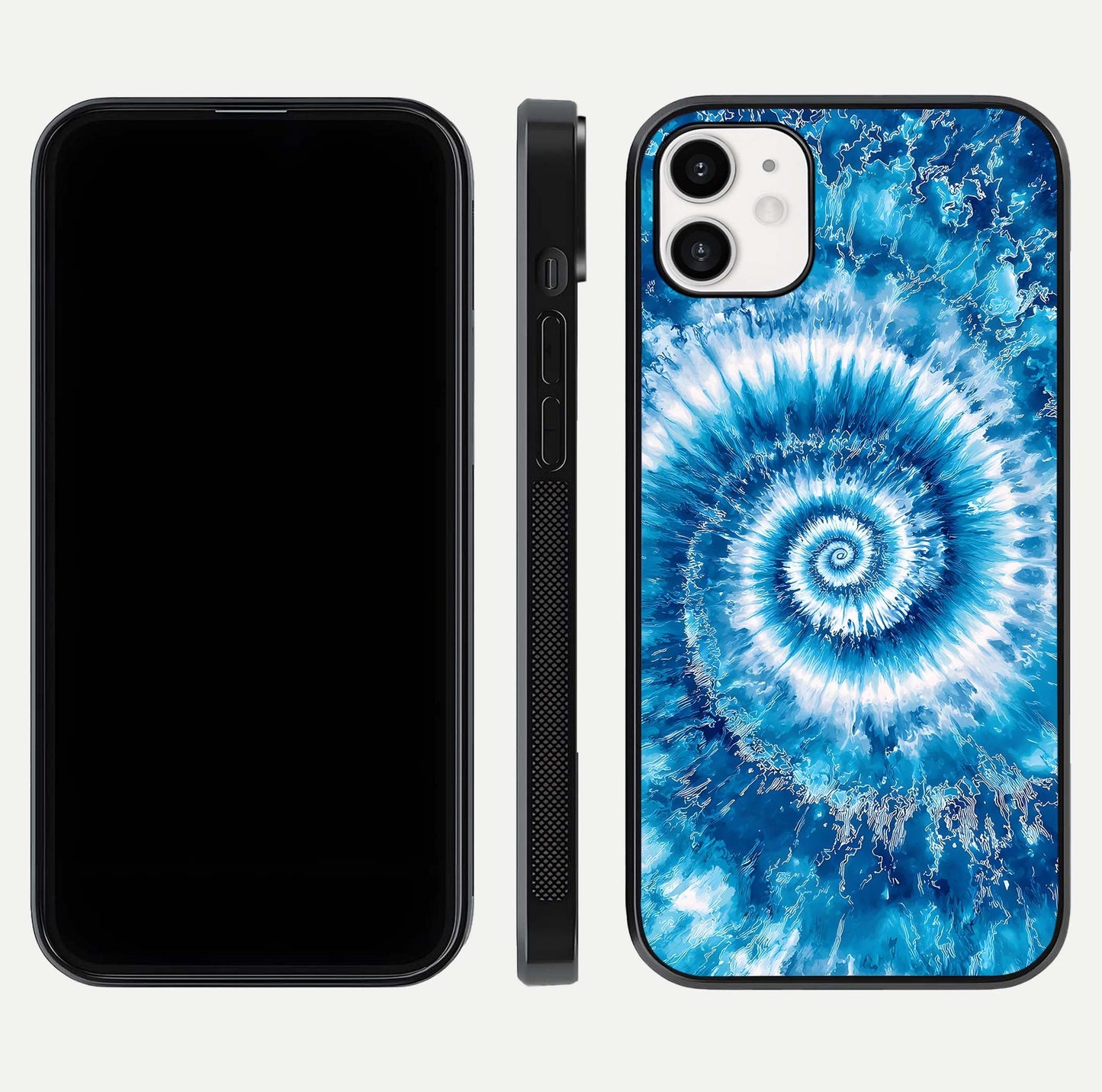 Blue Galaxy Wave Glass Case for iphone-12 front-and-back layout showing gradient flow and shine clarity