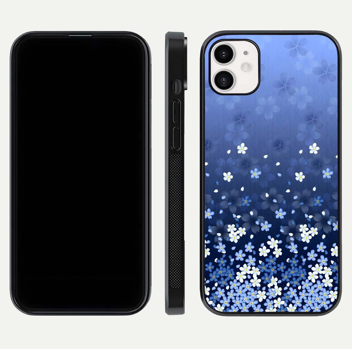 Blue Starry Glass Case for iphone-12 dual-view layout showing star spread and smooth edge shine
