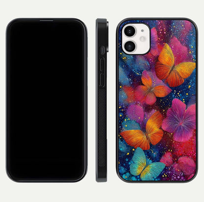 Butterfly Dream Mist Glass Case for iphone-12 dual-view layout showing mist background and edge polish