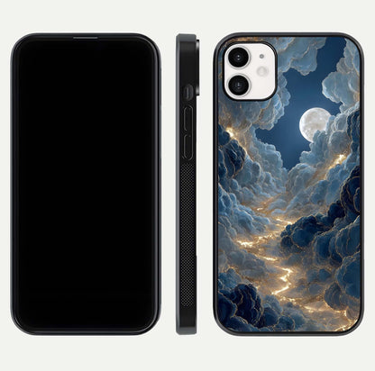 Celestial Cloud Road Glass Case for iphone-12 front-and-back layout displaying balance between light and depth