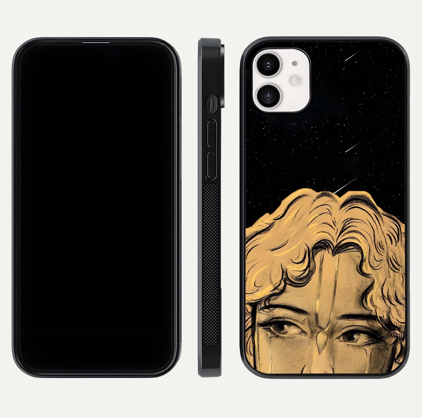 Celestial God’s Plan Glass Case for iphone-12 front & back layout showing smooth finish and spiritual art