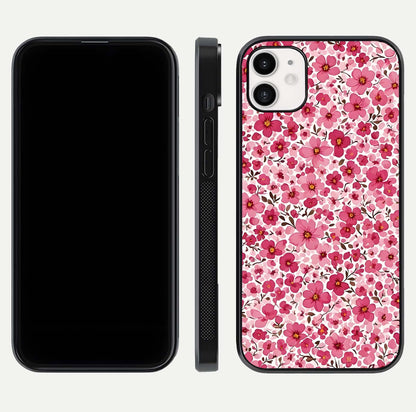 Cherry Blossom Charm Glass Case for iphone-12 dual-view layout showing elegant floral balance and HD gloss