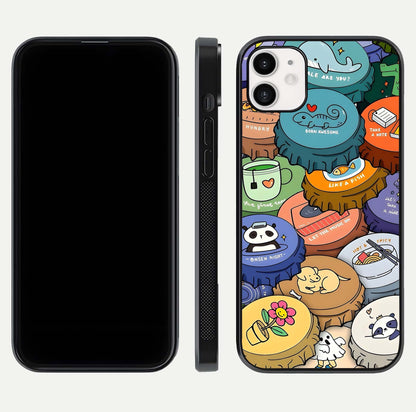 Coins Patterns Glass Case for iphone-12 dual-view layout displaying elegant art and glass clarity