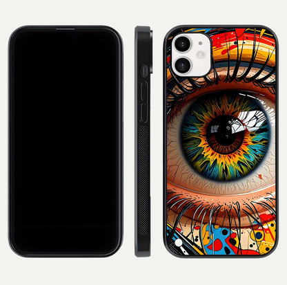 Colorful Eye Glass Case for iphone-12 dual-view layout displaying vivid tones and smooth glass edges