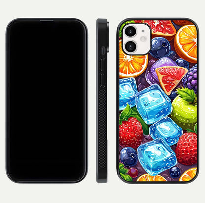 Colorful Fruits with Ice Glass Case for iphone-12 dual-view layout showing fresh tones and polished edges